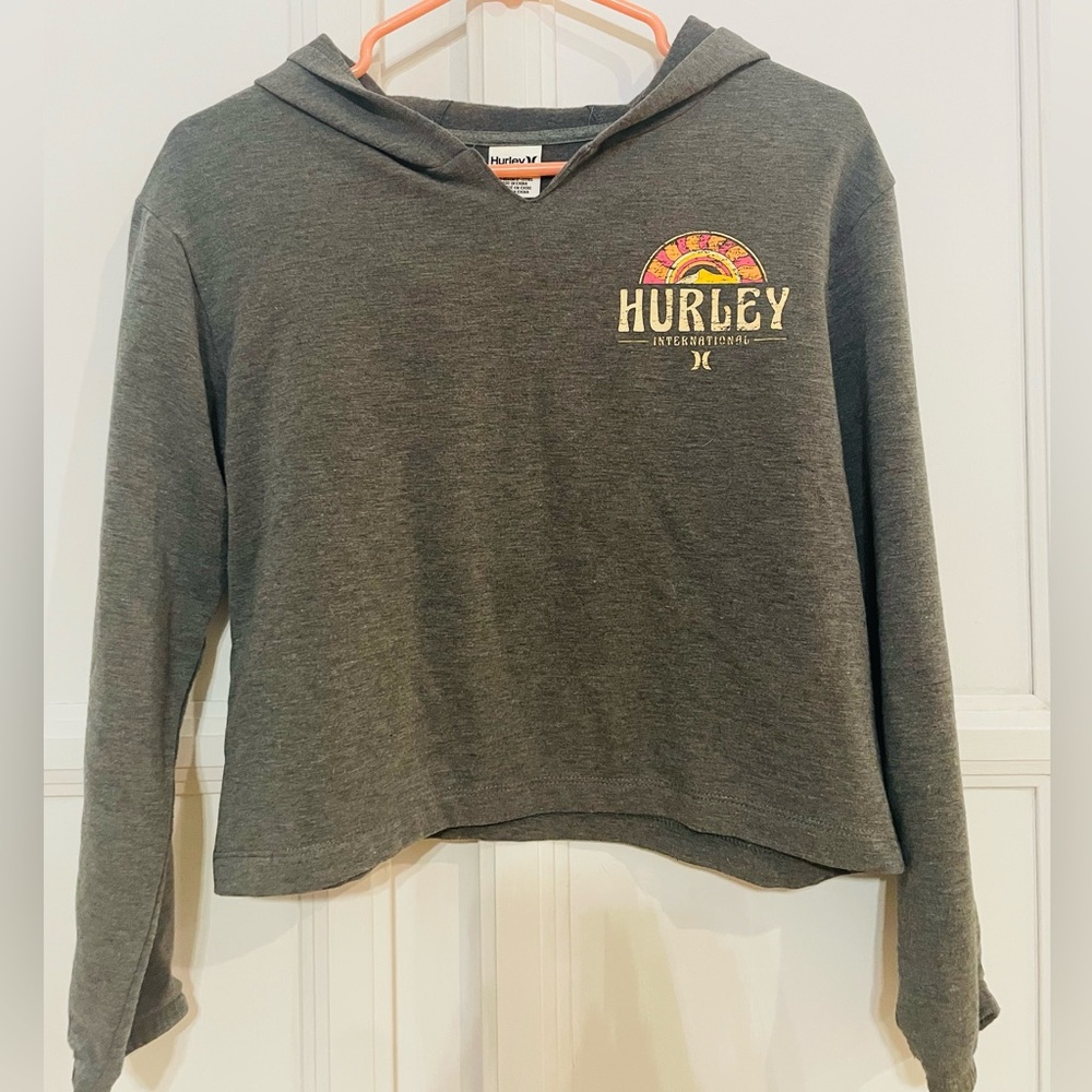 Hurley Cutoff Cropped Always on Vacation‎ pullover hoodie juniors L